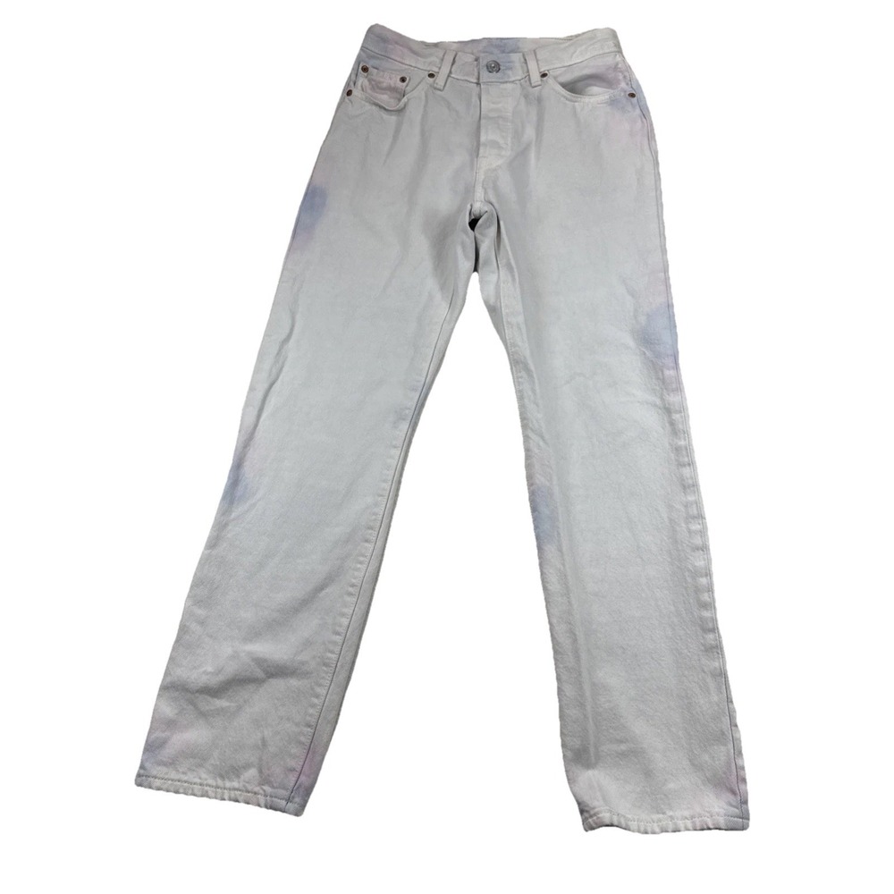 Levi's Jeans Women 29 White 501 Original Straight Tie Dye Watercolor Denim Pants